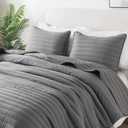 ROARINGWILD Dark Grey King Size Quilt Bedding Sets with Pillow Shams, Lightweight Soft Bedspread Coverlet, Quilted Blanket Thin Comforter Bed Cover for All Season, 3 Pieces, 104x90 inches