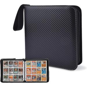 PULULA 12 Pockets Trading Card Binder, Large Collection Binder for 1200 Cards, PU Sports MTG TCG Collectible Trading Card Binder With Zipper