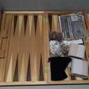 17 Inch Backgammon Sets for Adults. Beautiful Wood Inlaid Backgammon Board Game Set with Unique Checkers & Dice. Large Back Gammon Game Sets Travel Size for 2 Players Nardi or Tavla
