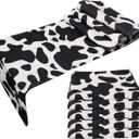 5 Pcs Linen Cow Print Table Runner Black and White Farm Cow Print Tablecloth Western Barnyard Cowboy Themed Table Cloths for Birthday Party Decorations Home Kitchen Supplies ( 13 x 72 in)