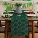 2 x St Patricks Day Table Runner 13x72 Inch Soft Plush Faux Fur Jacquard Green Shamrock Table Runner, Spring St Patrick's Day Kitchen Dining Table Decoration for Home Party Decor ZR006A72
