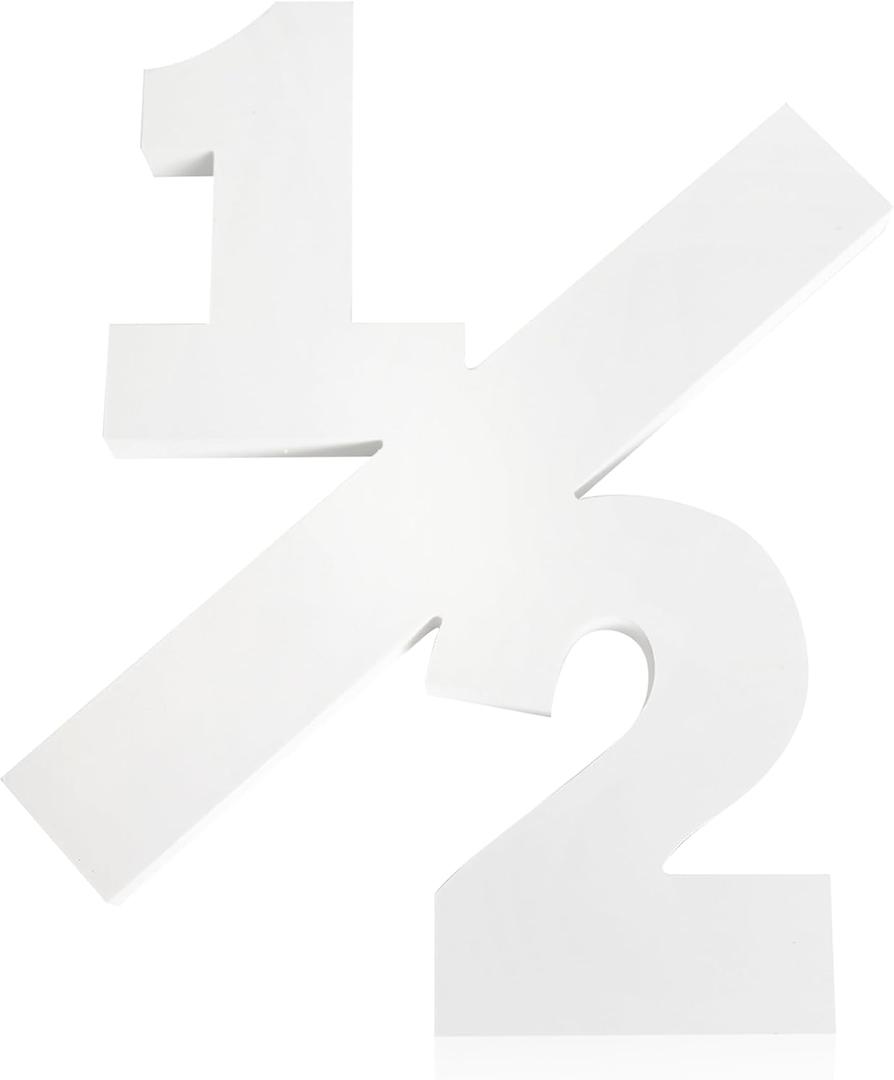 Wooden 1/2 Birthday SignSix Months Party Decor For Babies And KidsEye-Catching Half Birthday Party DecorBaby Show Photo Prop Cake SmashWhite Wooden Number Sign