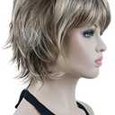 Lydell Short Layered Shaggy Wavy Full Synthetic Wigs (AB461 Brown Highlights)