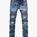 Andongnywell Men's Distressed Slim Fit Biker Jeans Ripped Stretched Denim Pants Destroyed Skinny Fit Zipper Trousers, No Size Mark
