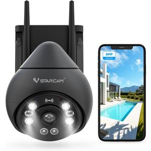 VSTARCAM 4MP Outdoor Security Camera, 2.5K, 360 View, Color Night Vision, PIR Motion Detection, Spotlight Siren Alarm, 2-Way Talk, IP66 Weatherproof, Cloud/SD Storage