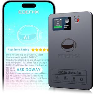 AI Voice Recorder, Transcribe & Summarize with Deep AI Analysis, Support 152 Languages, App Control, AI Noise Cancellation, Upgraded Built-in MagSafe, 64GB Audio Recorder for Meetings, Lectures, Call