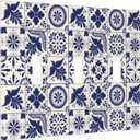 Mexican Talavera Tile Light Switch Cover 3-Gang,Triple Toggle Decorative Switch Wall Plate Cover Faceplate,4.50" X 6.38"inch