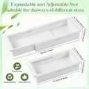 LemonRoad 2 Pcs Sliding Drawer Organizer Bin Bamboo Drawer Expandable Bins Utensil Organizer for Kitchen Spoons Forks Knives (White)