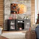 WLIVE Retro TV Stand for 65 inch TV, TV Console Cabinet with Storage, Open Shelves Entertainment Center for Living Room and Bedroom, Black