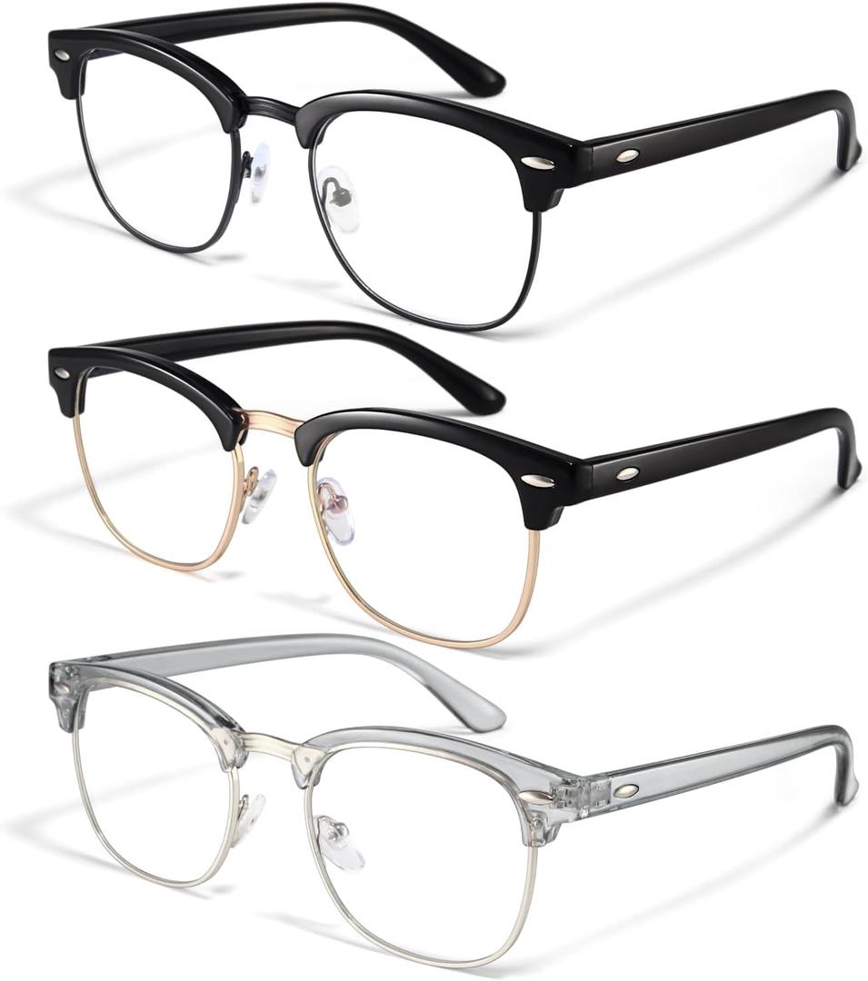 racico Blue Light Glasses for Men & Women - Mixed Material + Metal Frames with UV Protection Coating (A2 All Black/Bright Black/Grey)