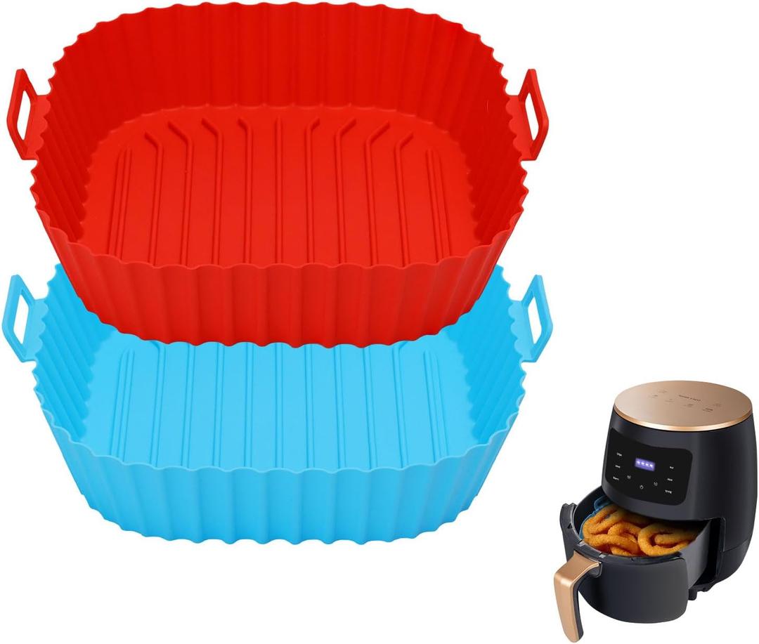 2-Pack Silicone Air Fryer Liner, Square Reusable Food Grade Pot, Oven Baking Tray Liner, Replacement for Flammable Parchment Paper