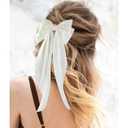 Canitor Hair Bows for Women Silky Satin Hair Ribbon Hair Barrettes Clip Oversized Long Tail Black White Hair Bows Cute Aesthetic Coquette Hair Accessories Preppy Teen Girl Gifts Trendy Stuff Things