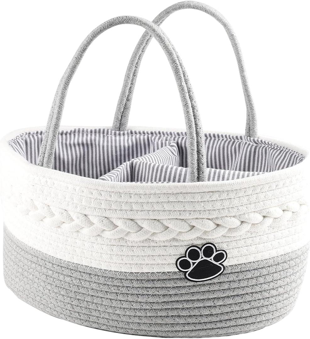 Geyecete pet supply organizer Pet Grooming Tote Dog Grooming Supplies Organizer,Cotton Rope pet Handheld Basket dog Diaper Storage Basket Handbag