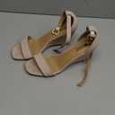 IDIFU Wedge Sandals Heels for Women Dress Shoes Open Toe with Ankle Strap for Wedding Bridal Evening Cocktail (8, Nude Nubuck)