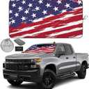 Autoamerics 1-Piece Windshield Sun Shade USA Art Flag - 2 American Design - Foldable Car Front Window Sunshade for Most Sedans SUV Truck - Blocks Max UV Rays and Keeps Your Vehicle Cool - Large (LARGE = 64 x 33.5 inches)