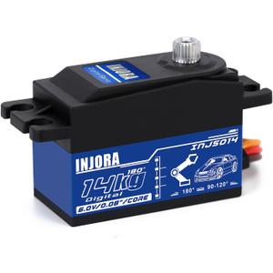 INJORA RC Digital Servo 14kg Low Profile Servo Metal Digital Core High Torque Servo for 1/10 1/12 RC Vehicles On-Road Touring Drift Car Helicopter Model