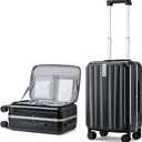 Hanke 20 Inch Carry-On Luggage PC Hard Shell Suitcases for Travel Front Opening Aluminum Frame Travel Luggage Rolling Suitcase with Wheels for Women Man Gifts.(Jet Black)