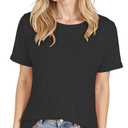 Short Sleeve Shirts for Women Crew Neck Basic Tee - Fashion Summer Spring Tops - Oversized T Shirts for Women Black