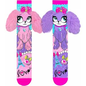 Crazy socks for kids Cute girl socks girls wacky Funky Stretch Mid to High Novelty Socks (01purple)