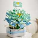 Carnation Potted Plant Building Blocks Set - DIY Bonsai Flower Toy for Home Decor, Creative Desktop Botanical Construction Kit for Kids and Adults