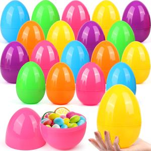 18 Pack 6 Inches Jumbo Easter Eggs, Large Empty Plastic Easter Eggs Bulk, Empty Colorful Bright Eggs for Easter Egg Hunt, Surprise Eggs, Basket Stuffers Fillers, Easter Party Favor