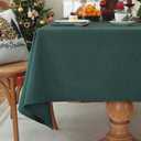 Laolitou Square Christmas Tablecloths Hunter Green Linen Waterproof Textured Tablecloth, Washable Wrinkle Free Spill Proof Fabric Table Cloth for Dining Table Farmhouse Holiday, 60x60 Inch