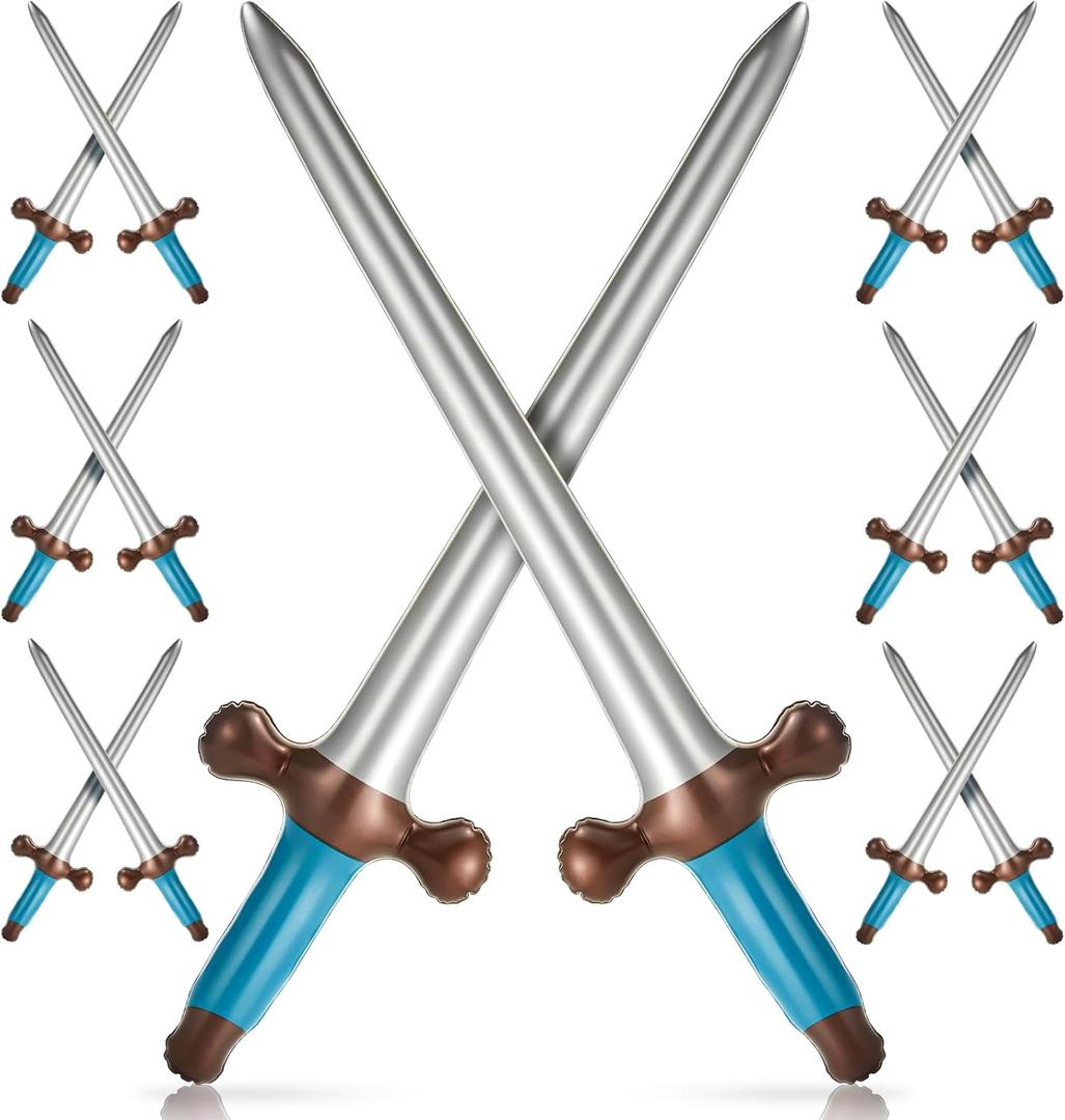 Outus 12 Pcs Inflatable Swords Blow up Swords Prince Themed Party Favors for Theme Birthday Party Swimming Pool Decorations Cosplay Halloween Costume Accessories Stage Props, 24 Inch (Blue)