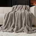 EVERGRACE Ultra Soft Faux Fur Throw Blanket for Couch, Luxury Sculpted Texture Faux Rabbit Fur Blanket for Bed, Fluffy Thick Plush Warm Fuzzy Throw, 920GSM (Taupe, 50''x60'') (50''x60'', Taupe)