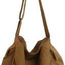 KlaOYer Canvas Messenger Bag Large Hobo Bag Crossbody Shoulder Bag Tote Bag with Pocket for Women and Men, Coffee