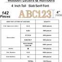 4 Inch 142 Pieces Wooden Letters & Numbers for Crafts Unfinished Wood Alphabet ABC & Numbers 0-9 for Wall Decor