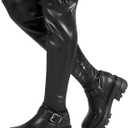 CouieCuies Black Thigh High Boots For Women Platform Over The Knee High Boots Lug Sole Comfortable Stretch Boots (8)