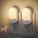 JandCase Motion Sensor Night Light, 2 Pack Motion Activated Night-lights, 3000K Warm White LED Night Lights Plug into Wall, 30/60LM Adjustable Brightness, for Kids Adults Bathroom Bedroom