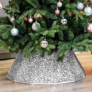 Dazzling Christmas Tree Collar - 26" Sequined Stand Base Cover, Foldable Ring & Handmade Skirt for Xmas Tree Decoration (Silver, Diamond)