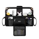TOPDesign Universal Baby Stroller Organizer, Double Stroller Caddy with Detachable Mesh Bag & Heightened Insulated Cup Holders & Non-Slip Secure Hooks Accessories, Fits Most Strollers (Black)