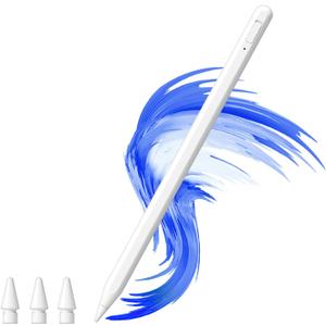 Uogic Stylus Pen with Shortcut Function, Active Pencil for iPad 6/7/8/9/10, Pro 11"/12.9", Air 3/4/5, mini 5/6, Pro M4, Air M2 (White)