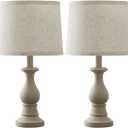 Vintage Table Lamp for Living Room Bedroom, 18.5" Farmhouse Bedside Lamps Nightstand Lamp Set of 2, Table Lamps with Oatmeal Linen Lamp Shades, 2 LED Bulbs Included