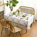 Horaldaily Easter Tablecloth 60x84 Inch Rectangular, Spring Flower Buffalo Plaid Bunny Ear Table Cover for Party Picnic Dinner Decor