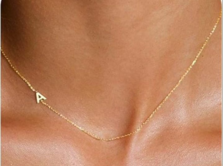 Initial Necklaces for Women, Dainty Gold Letter Necklace 14k Gold Plated Sideways Initial Necklace Cute Name Simple Choker Necklaces for Women Trendy Jewelry Gifts
