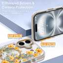 Magnetic for iPhone 16 Case [Compatible with MagSafe] Clear Floral Flower Bee Pattern Design, Slim Shockproof Protective Phone Cover for Women Girls