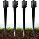 ARIFARO 4x4 Fence Post Anchor Ground Spike, 36 Inch Heavy Duty Powder Coated Metal Post Anchor for Fence, Mailbox & Garden Posts, Fits 3.5" x 3.5" Actual Post, Black, Pack of 4