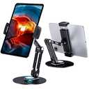 Lucrave Tablet Stand Holder for iPad, Adjustable with 360 Rotating Base for Desk, Aluminum Swivel Tablet Stand Compatible with iPad Air, Mini, 10.2,9.7, Pro 11/13 and More, Black