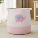 Pink Cotton Rope Laundry Hamper for Kids Girls, Toy Storage Basket for Girls Room Bedroom, 16" W x 17.7" H