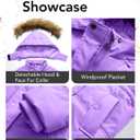 Girls Winter Coat Warm Puffer Jacket Long Fleece Lined Coat With Removable Hood 11-12