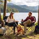 FAIR WIND 2 Pack Oversized Padded Camping Chair Heavy Duty Quad Fold Arm Chair Portable for Outdoor - Support 500LBS, Black