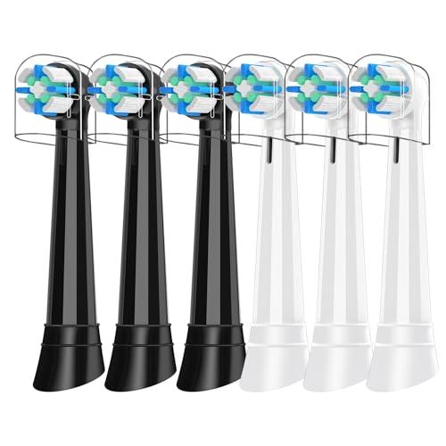6 PCS IO Replacement Heads Compatible with Oral B IO 2 3 4 5 6 7 8 9 10 Series Electric Toothbrush, Medium Bristles Replacement Heads Compatible with Oral B IO (Black/White)