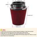 Clamp-On Cold Air Intake Filter, High Performance, Washable Filter, Replacement Air Filter, Flange Diameter 3inch/76mm Red