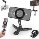 Magnetic Phone Tripod Stand, Foldable Cell Phone Holder for Magsafe with Arca-Swiss,1/4'' Screw Hole, Cold Shoe Mount, Pocket Mini Aluminum Selfie Stick Tripod Mount for iPhone/Android, Desk, Travel