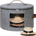 Lifewit Round Felt Hat Box, Stackable Bamboo Supports Cowboy Hat Travel Case with Dustproof Lid, Hat Organizer Bag for Women Storage, Foldable 16.5" D x 10.6" H Caps Container Carrier, 1 Pack-Gray