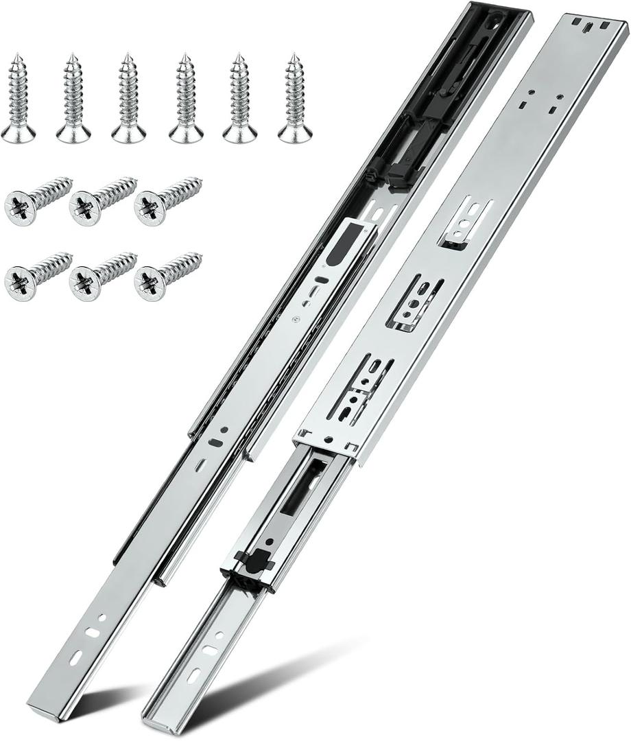 1 Pair | Soft Close Drawer Slides 14 inch, HBL Heavy Duty Cabinet Drawer Slides Replacement - Ball Bearing Full Extension, 200 LB Capacity, Made of Cold-Rolled Steel, Rust-Resistant & Long-Lasting. (Silver)