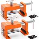 DAYDOOR Professional Cabinet Clamps 2 Pack, Heavy-Duty Cast Steel, Integrated Drill Guide & EVA Protection, Face Frame Alignment Tool for Cabinet Installation & Woodworking, Orange